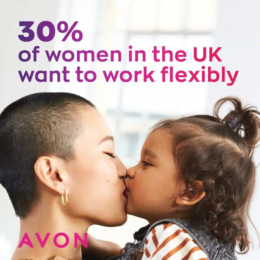 Avon Rep with her child showing its flexible when you become an avon rep. you can join avon