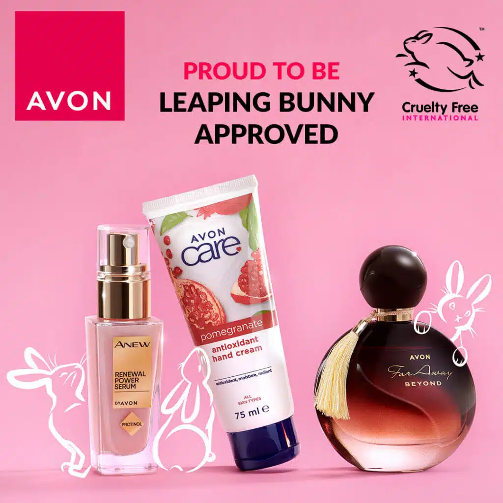 Leaping Bunny Approved to show Avon's commitment to not testing on animals